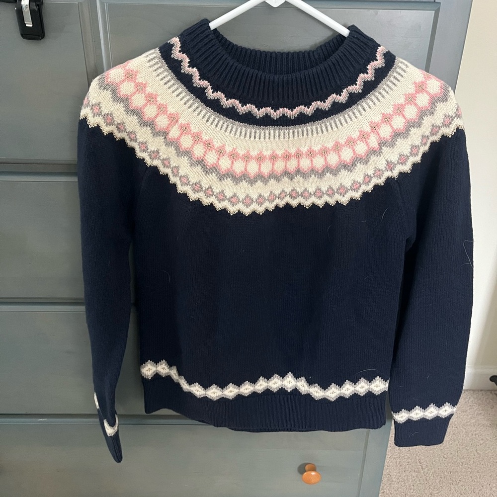 Crewcuts Navy Sweater with Pink and White Patterns